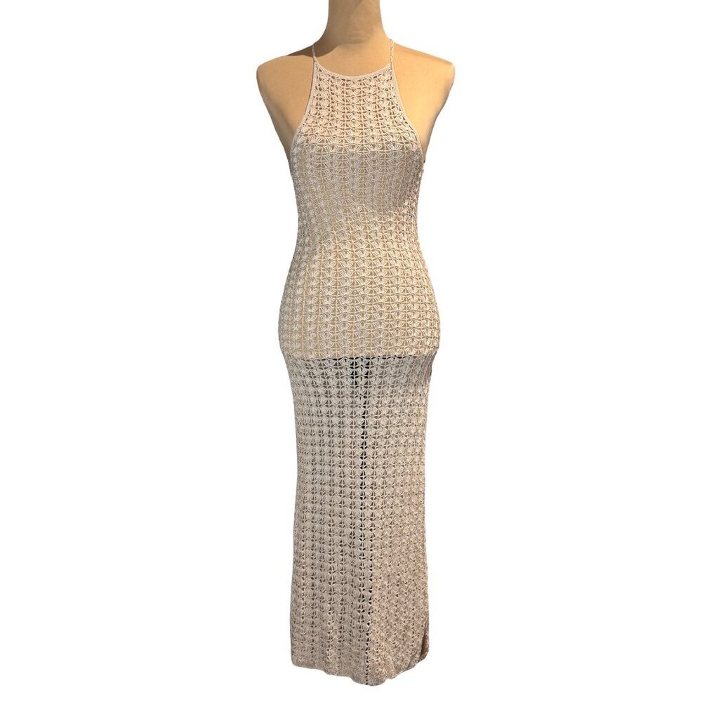 Cult Gaia Demi Knit Dress Sz XS Sheer Nude Luxury Swim Cover Up - Picture 5 of 15